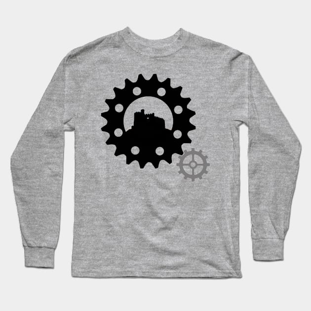 Steam Punk 'The Builders' Cog and Castle Design Long Sleeve T-Shirt by PitstopHead